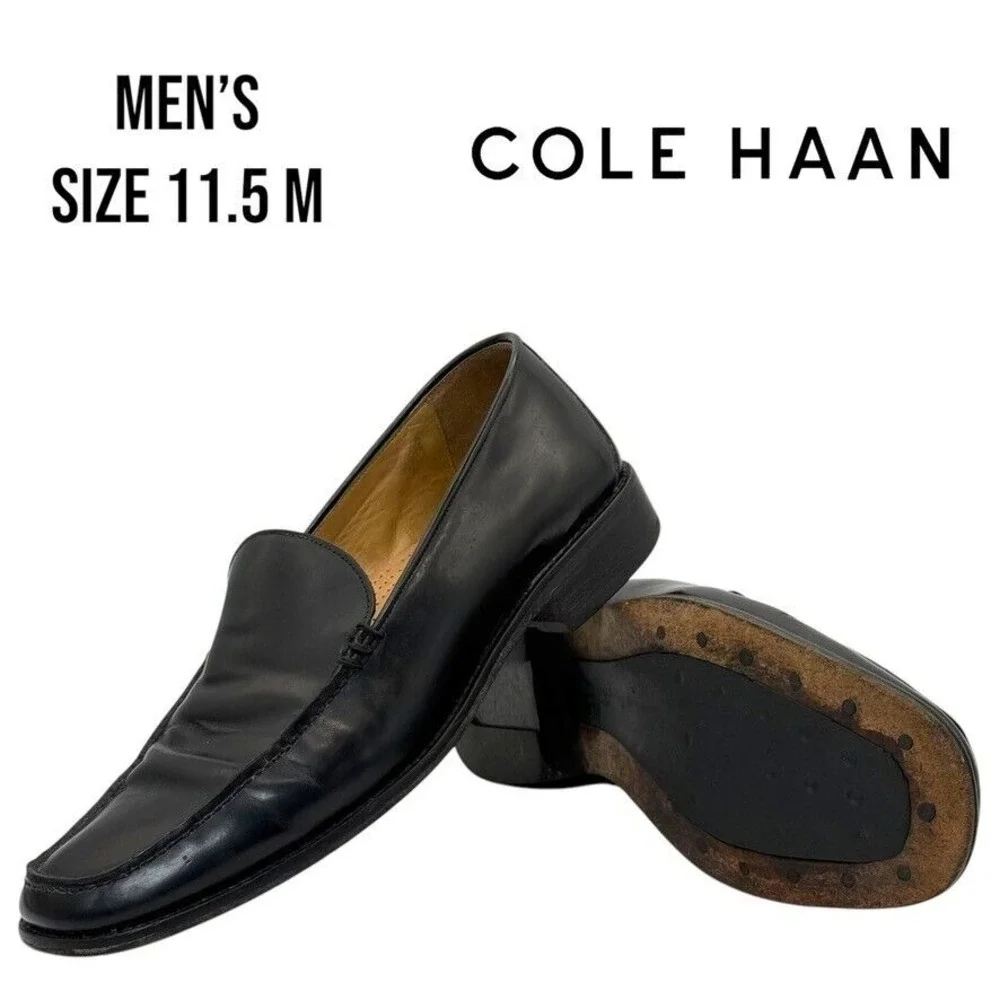 Cole Haan‎ Loafers Black Leather Men's Size 11.5M Dress Shoes Classic Slip-On